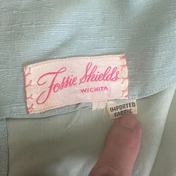 VINTAGE 1950s Josie‎ Shield Mint Green Shantung Fit & Flare Dress Midcentury S - Picture 13 of 15